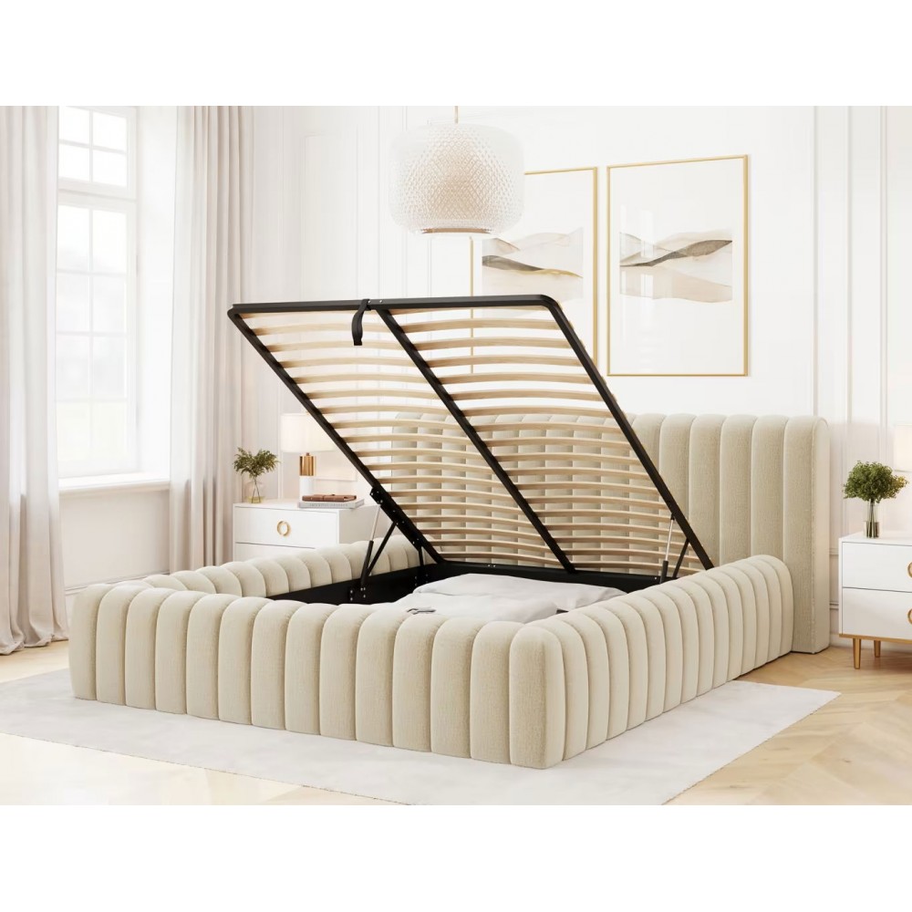 Επενδυμένο κρεβάτι Carlito-Ekrou-180 x 200