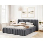 Επενδυμένο κρεβάτι Carlito-Gkri Skouro-180 x 200