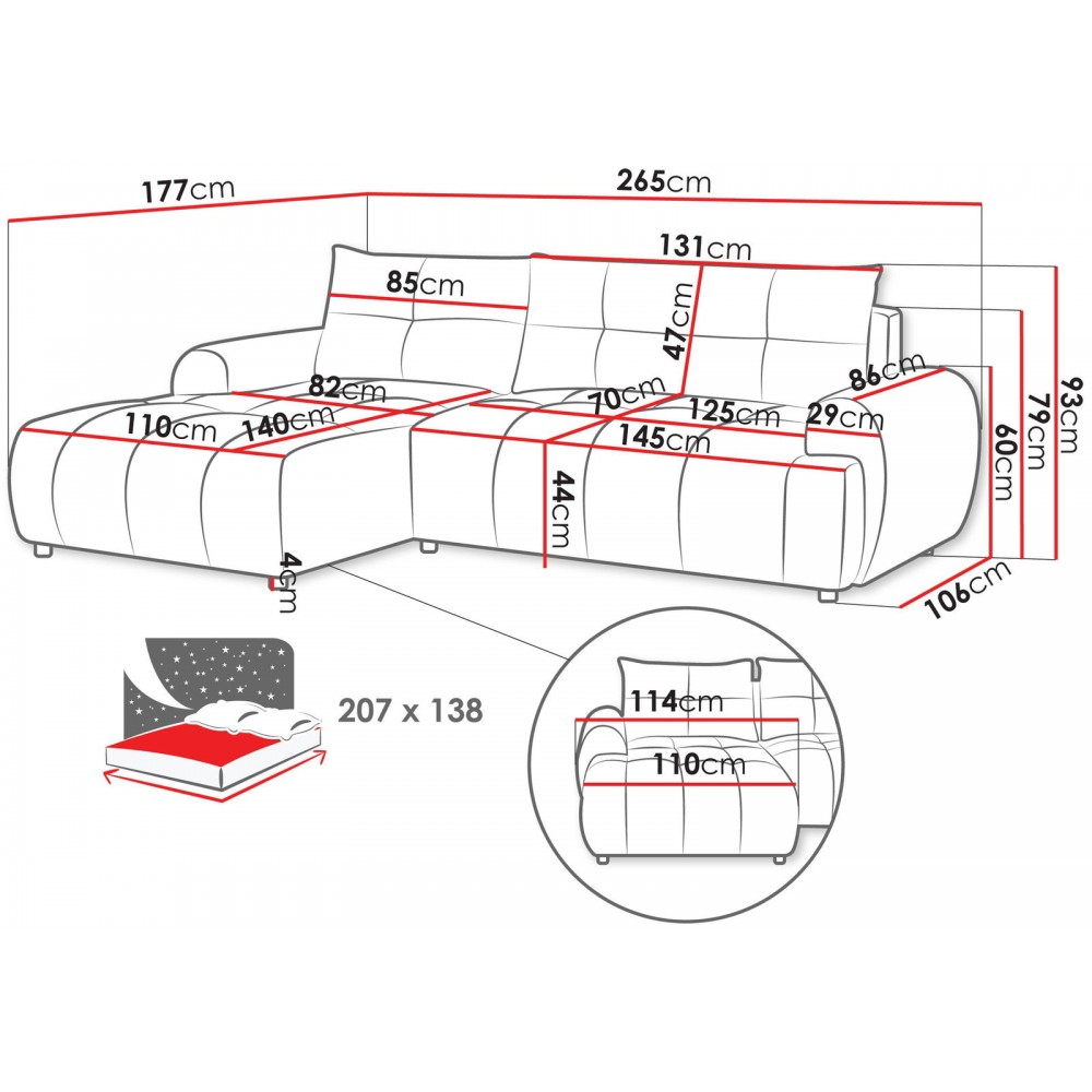Γωνιακός καναπές Fiorano-Beige-Αριστερή