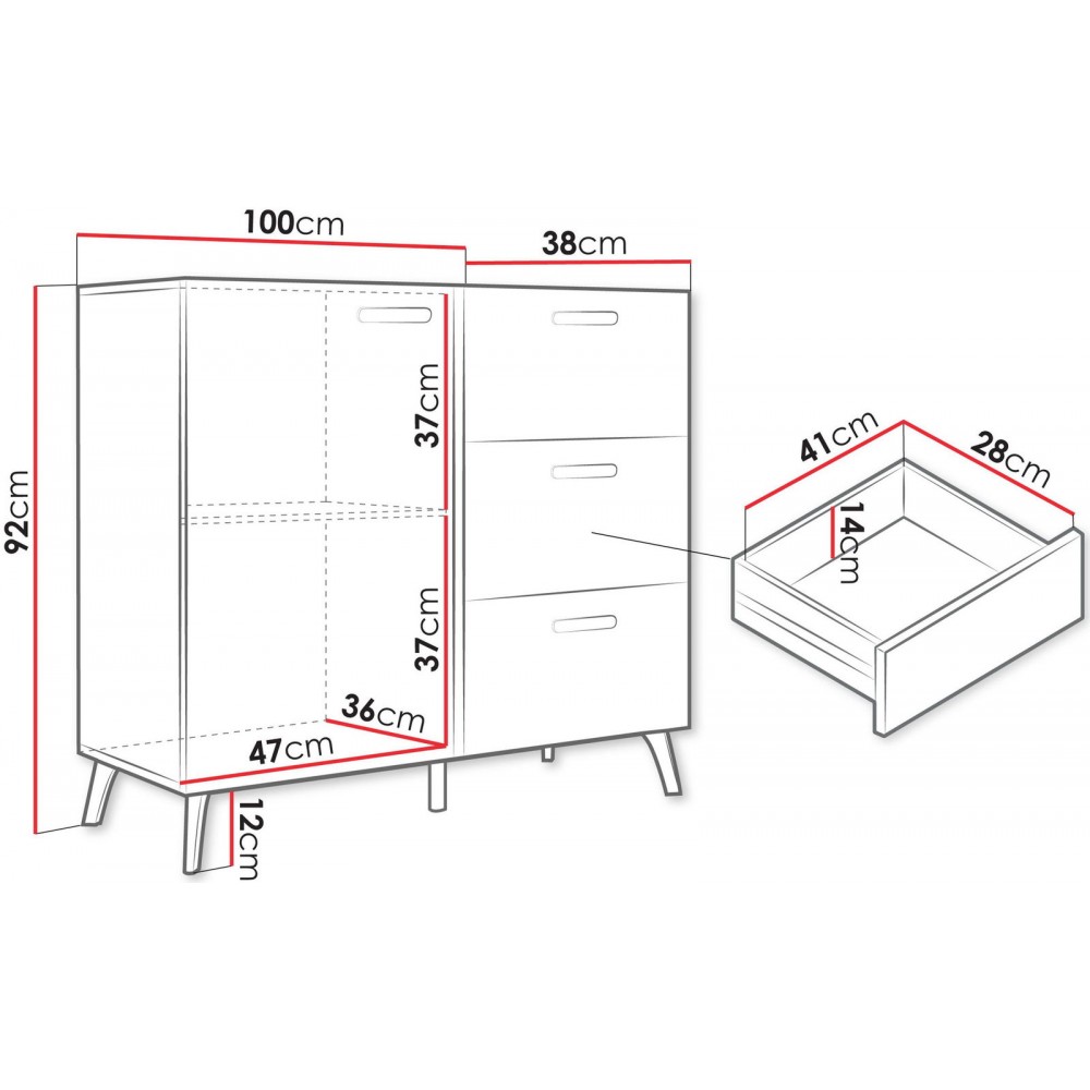 Μπουφές Picru 1D3SZ-Leuko Gualistero