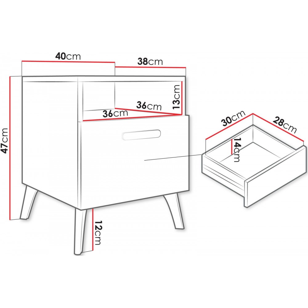 Κομοδίνο Picru 1SZ-Leuko Gualistero