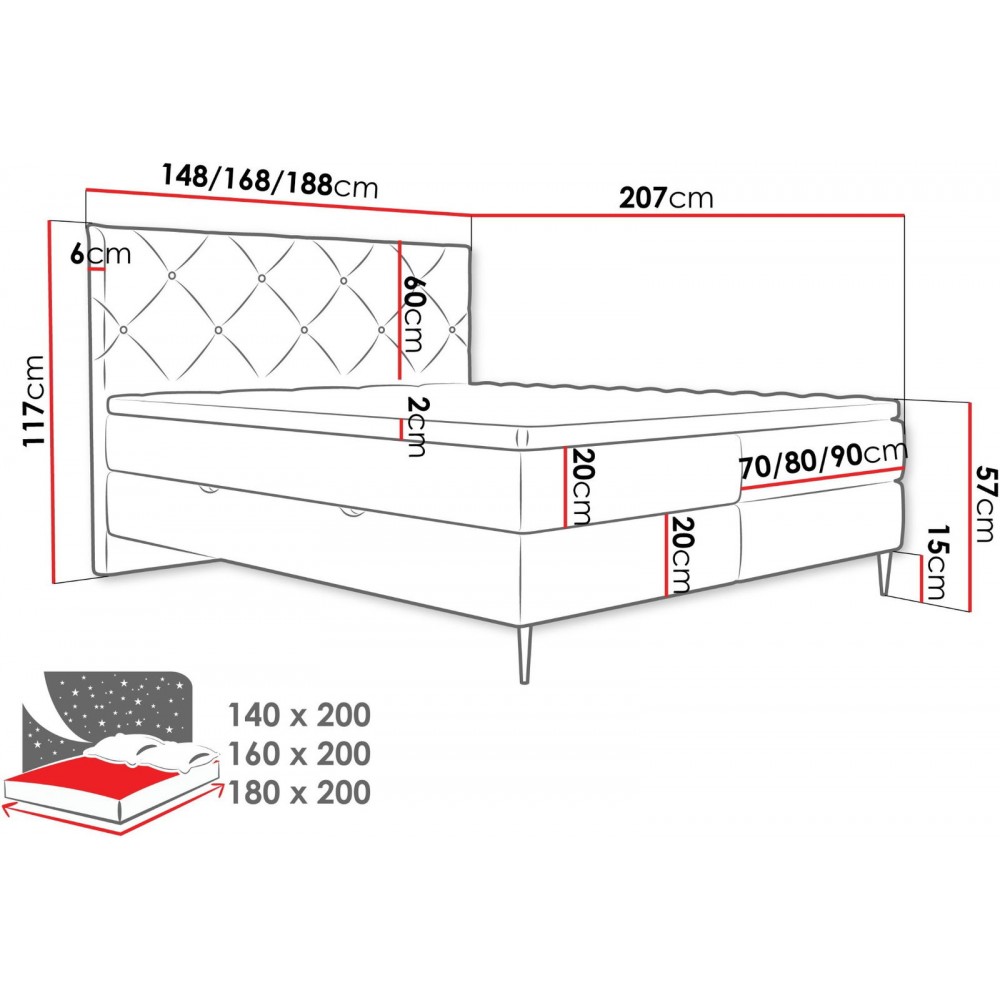 Επενδυμένο κρεβάτι Letra-Kafe-160 x 200