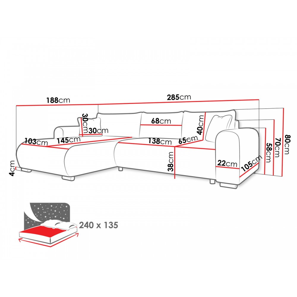 Γωνιακός καναπές Merkos-Leuko