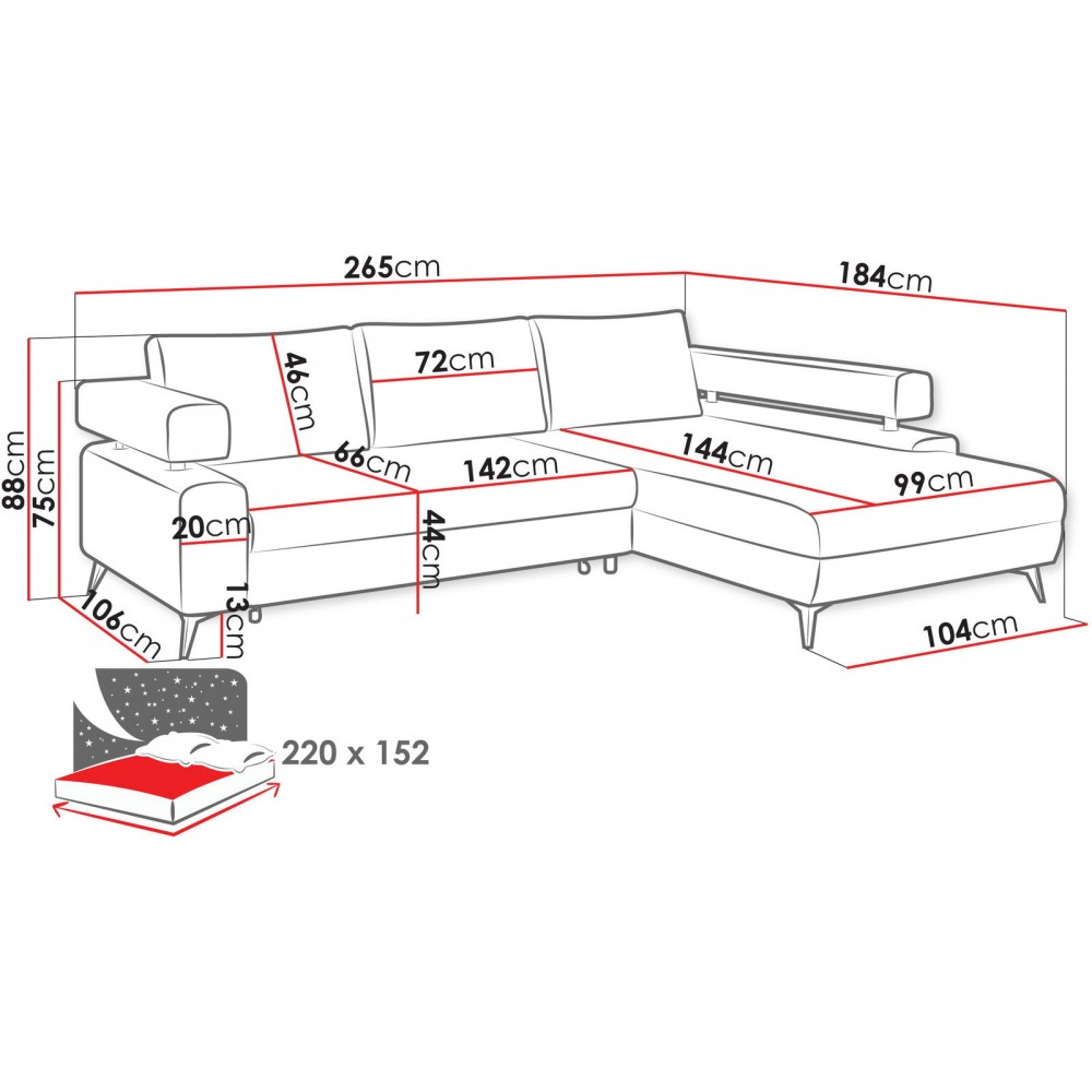 Γωνιακός καναπές Rosa-Roz-Δεξιά