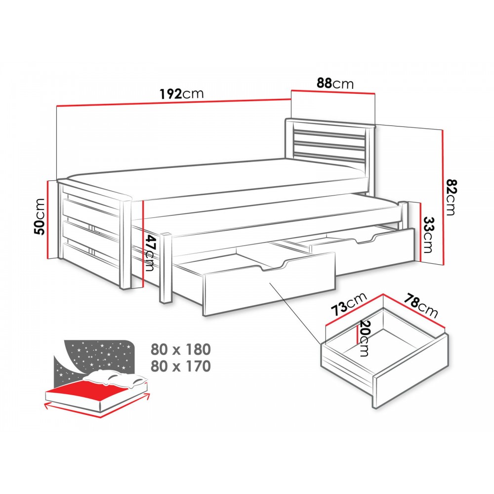 Παιδικό κρεβάτι Calwin-Leuko-80 x 180