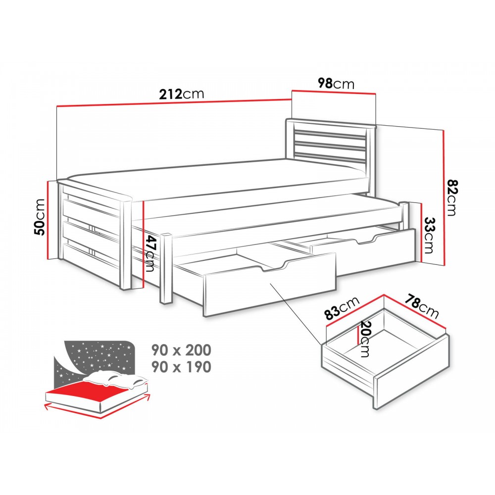 Παιδικό κρεβάτι Calwin-Leuko- Drus-90 x 200