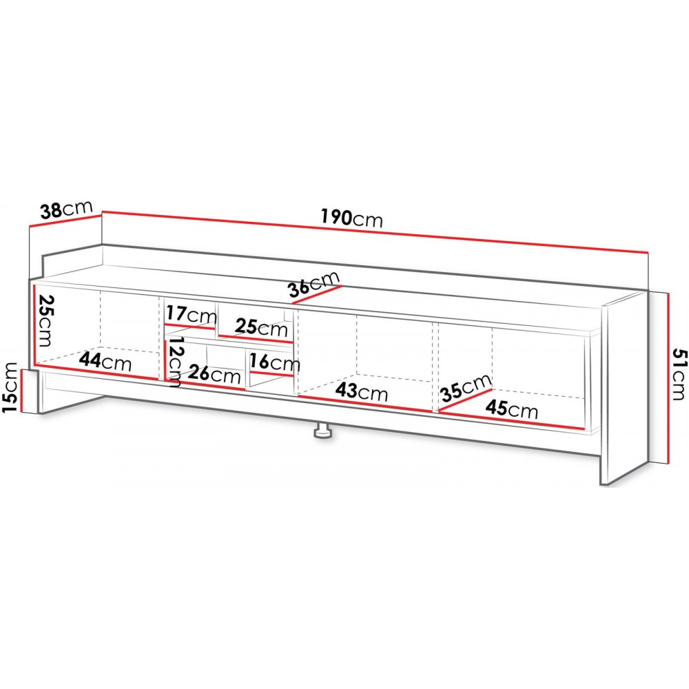 Έπιπλο τηλεόρασης Porto 190 3D