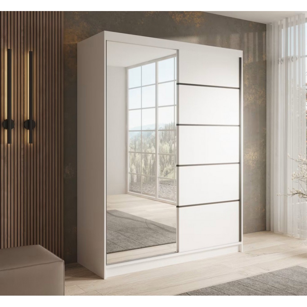 Ντουλάπα Houston 150 συρόμενη-Leuko 150x58x200