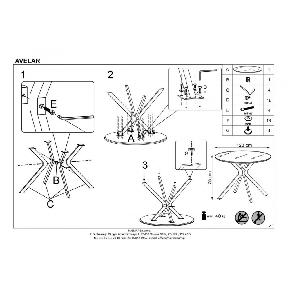 Τραπέζι Avela 120x120x76