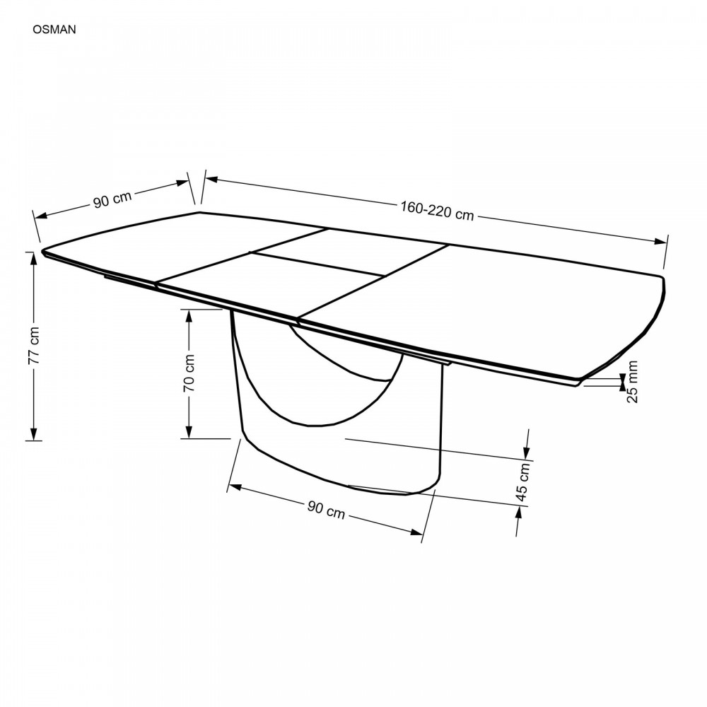 Επεκτεινόμενο τραπέζι Isma 160x90x77