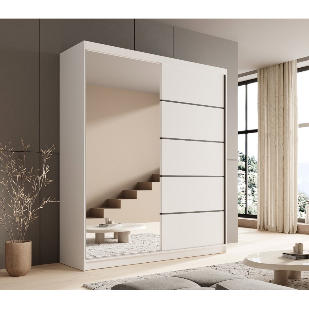 Ντουλάπα Shelvia 180 συρόμενη -Leuko 180x58x215