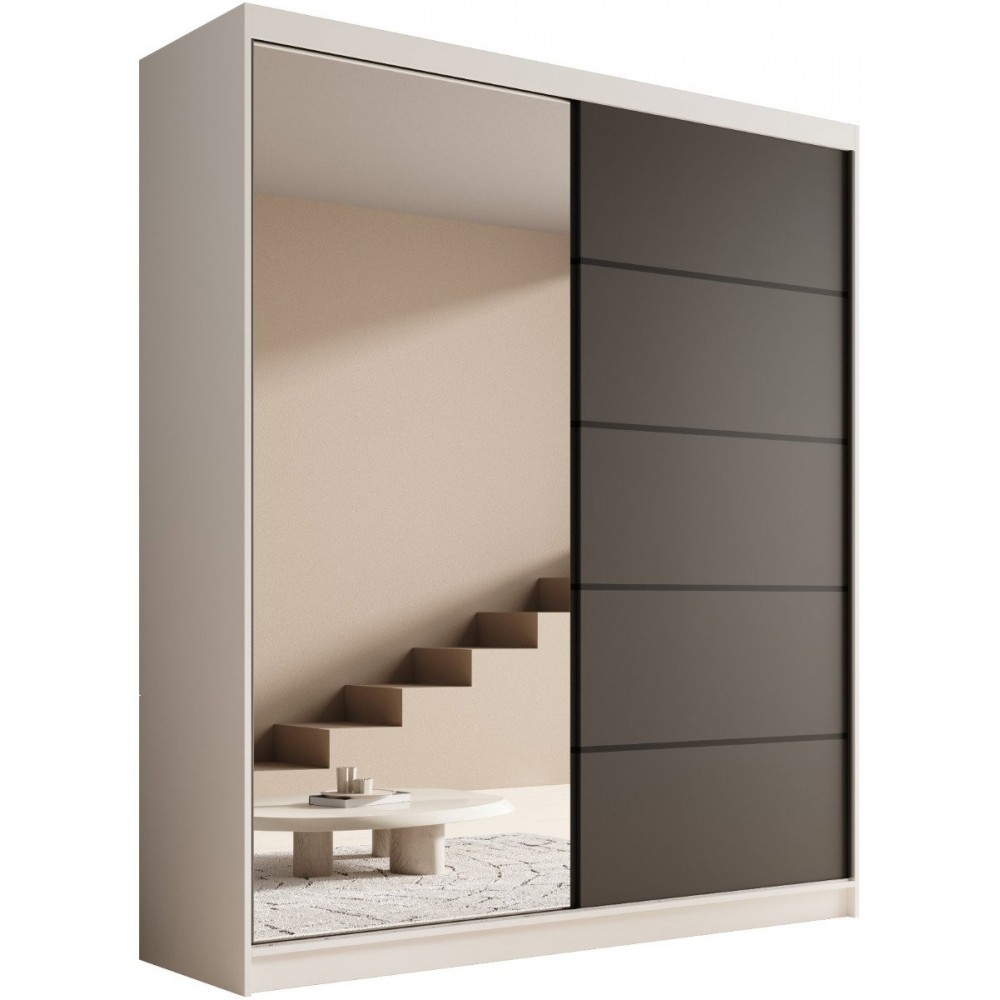 Ντουλάπα Shelvia 180 συρόμενη -Leuko-Mauro 180x58x215
