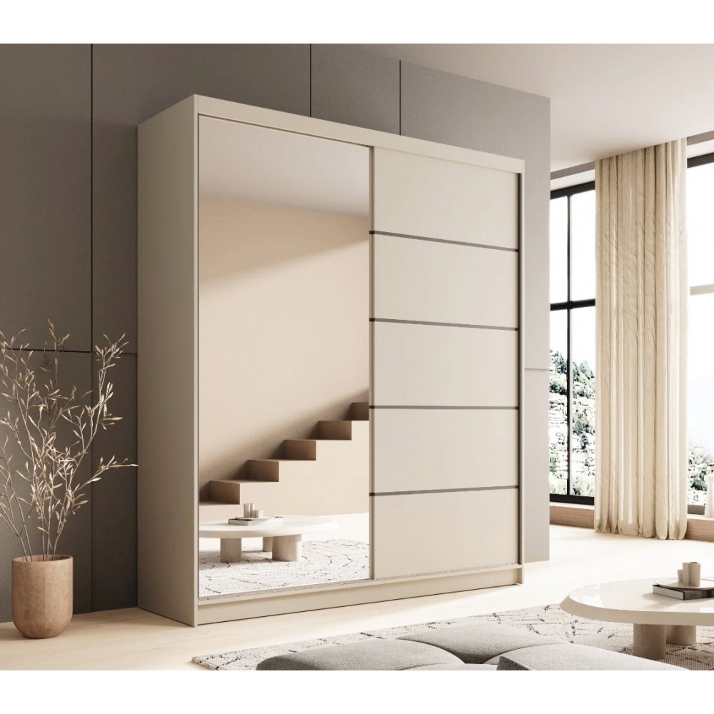 Ντουλάπα Shelvia 180 συρόμενη -Cashmere 180x58x215