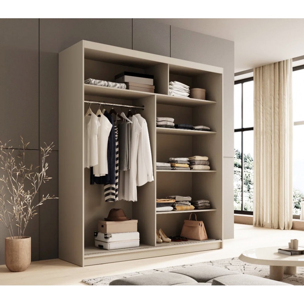 Ντουλάπα Shelvia 180 συρόμενη -Cashmere 180x58x215