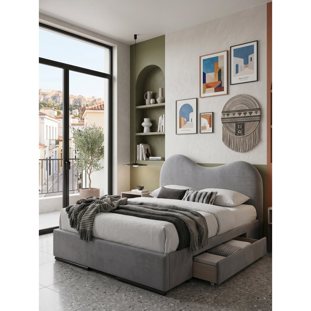 Επενδυμένο κρεβάτι Tamber 216x172x37