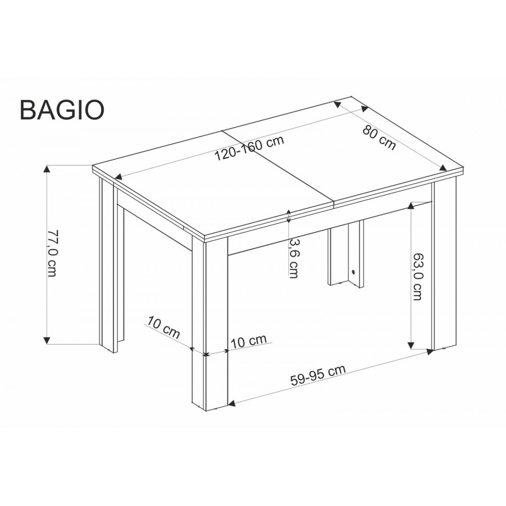 Επεκτεινόμενο τραπέζι Bago-Artisan-Mauro 120x80x77
