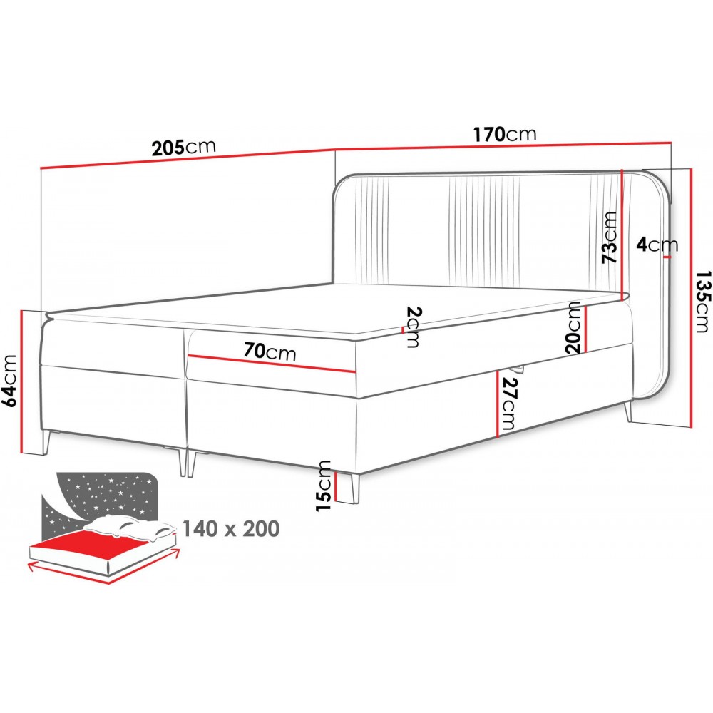 Επενδυμένο κρεβάτι Fandy-Gkri-140 x 200