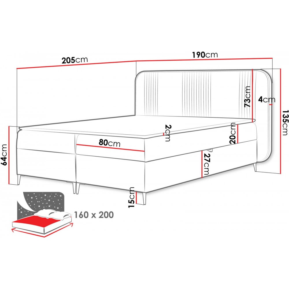 Επενδυμένο κρεβάτι Fandy-Gkri-160 x 200