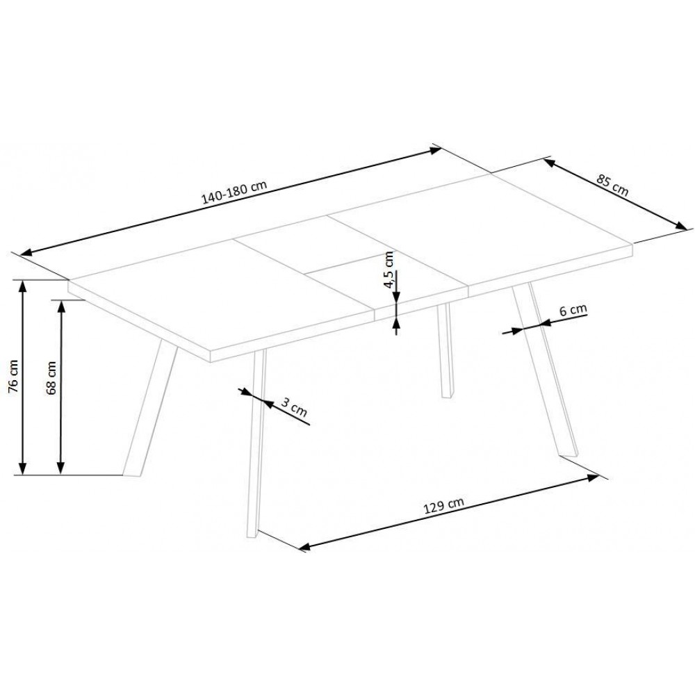 Επεκτεινόμενο τραπέζι Beller-140 x 85 x 76 εκ.