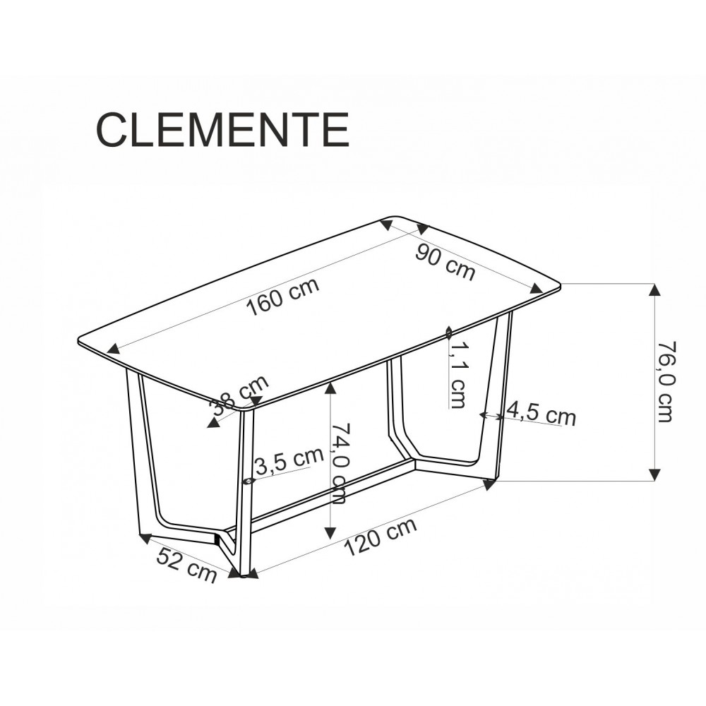 Τραπέζι Clemen 160x90x76