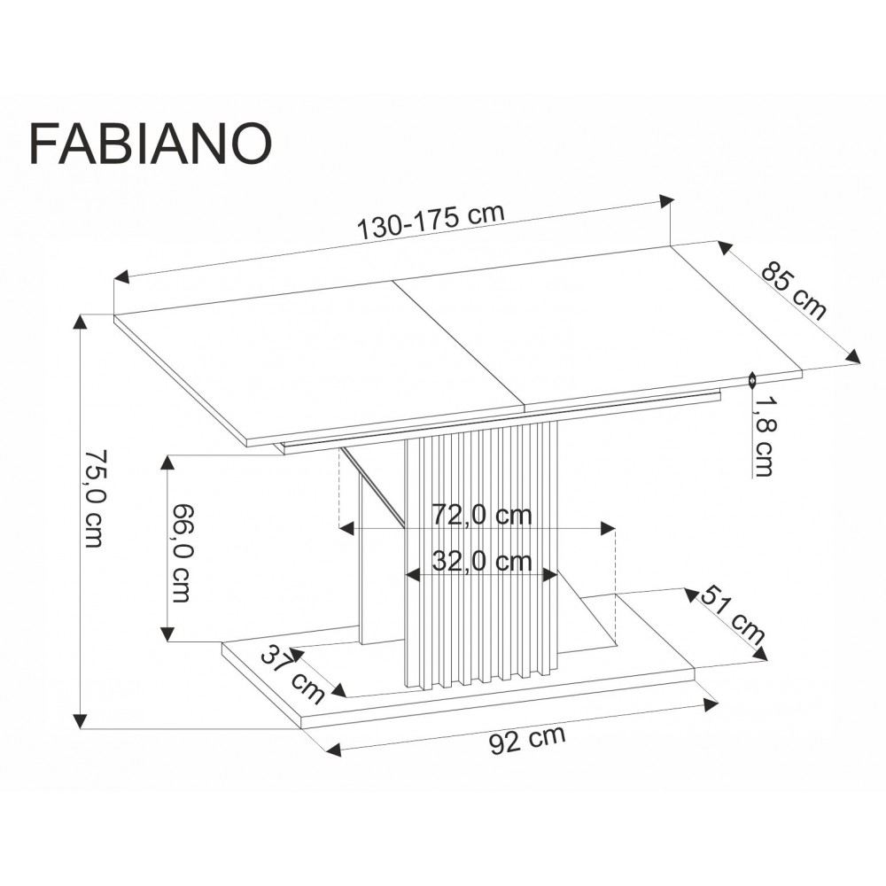 Επεκτεινόμενο τραπέζι Fabio 130x85x76