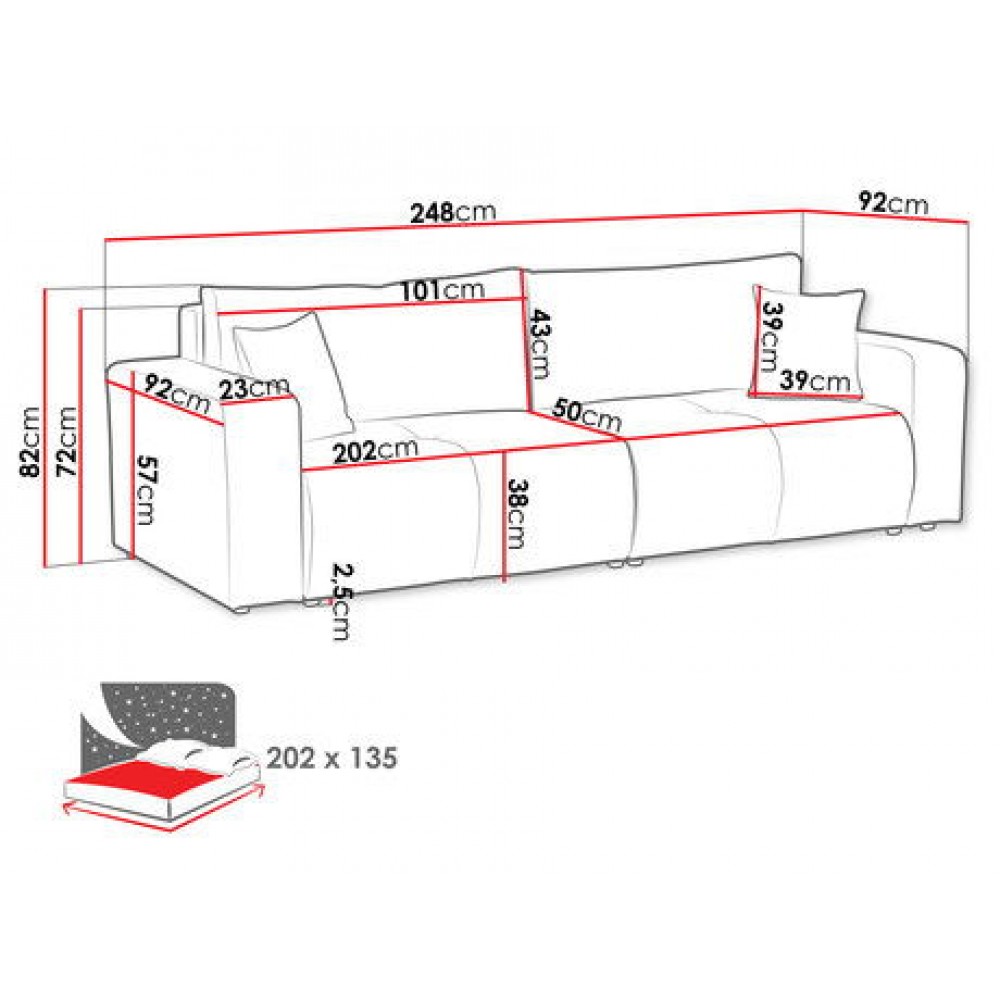 Καναπές Furyn τριθέσιος-Moustardi
