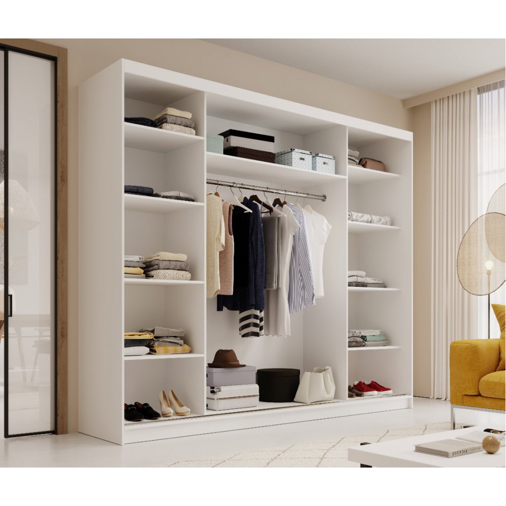 Ντουλάπα Velvora 250 συρόμενη-Leuko 250x58x215