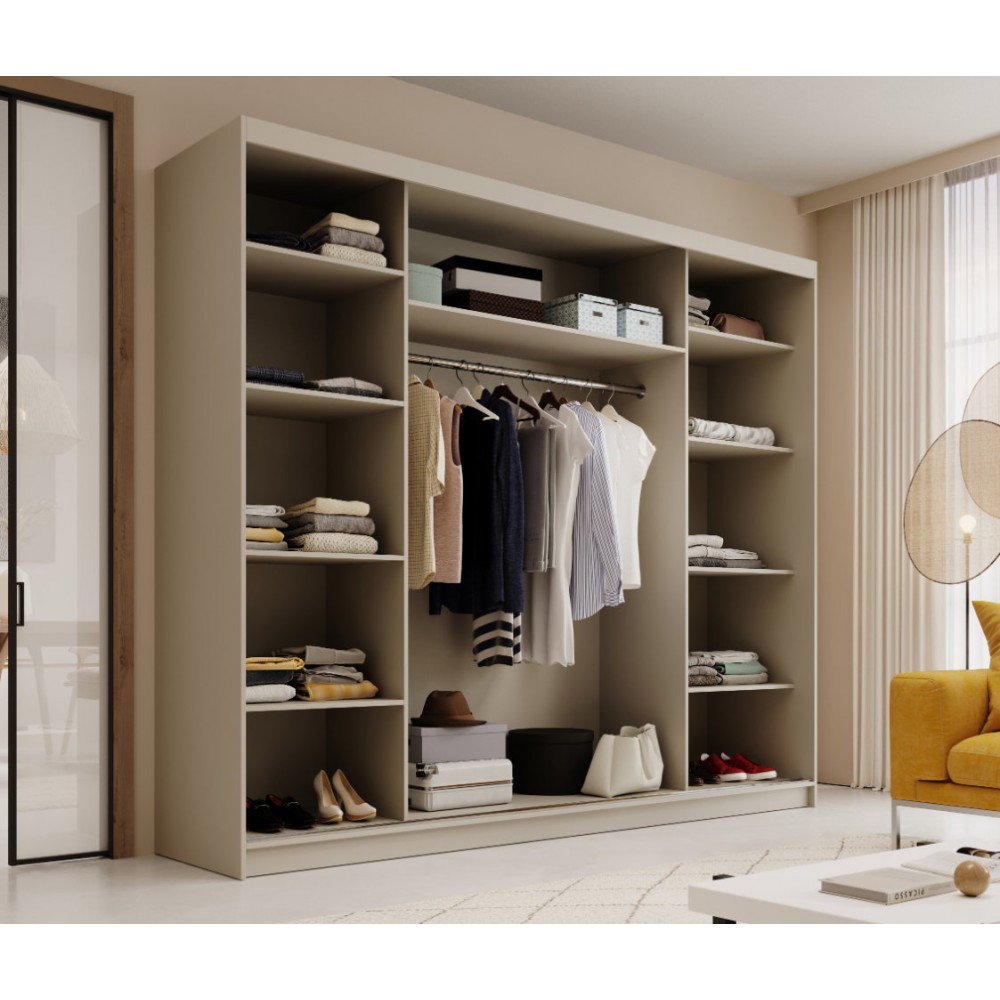 Ντουλάπα Velvora 250 συρόμενη-Cashmere 250x58x215
