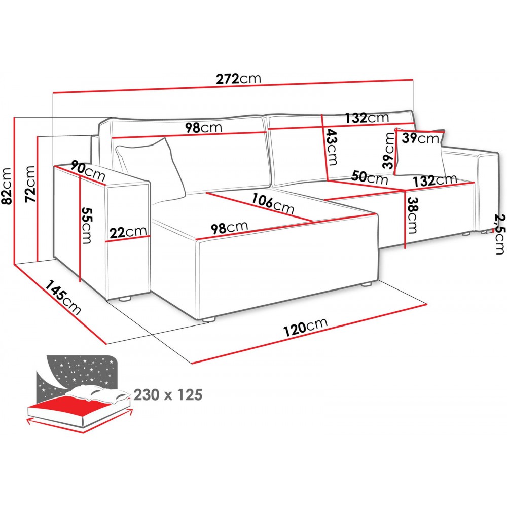 Γωνιακός καναπές Karl Maxi-Gkri Skouro