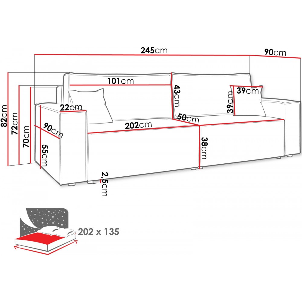 Καναπές - κρεβάτι Karl διθέσιος-Mpez