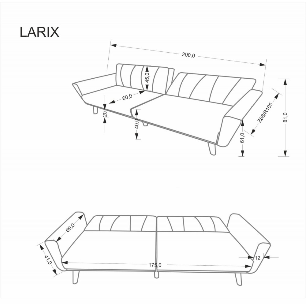 Καναπές - Κρεβάτι Arix 200x55x61