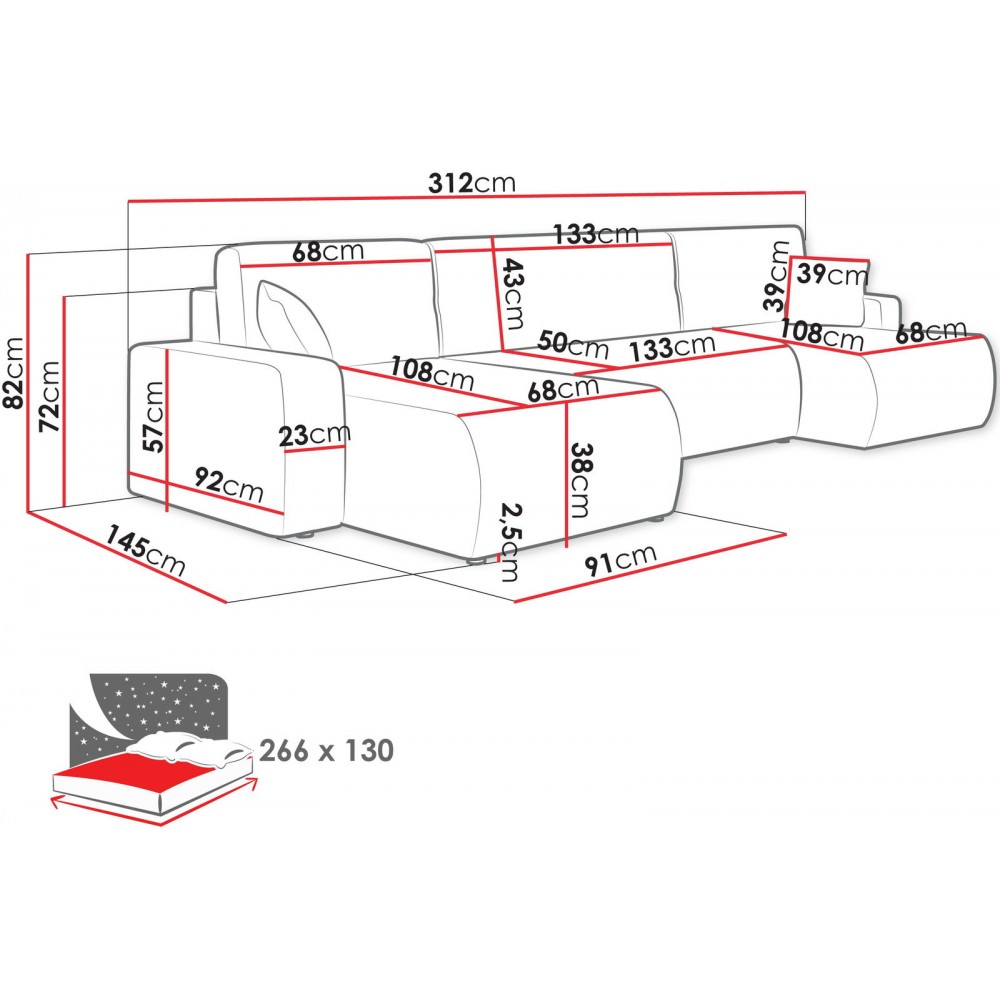 Γωνιακός καναπές Piano U-Kafe