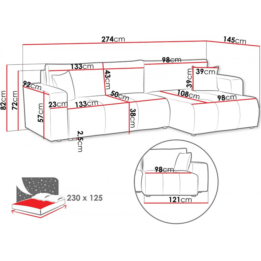 Γωνιακός καναπές Furyn L Maxi-Mauro