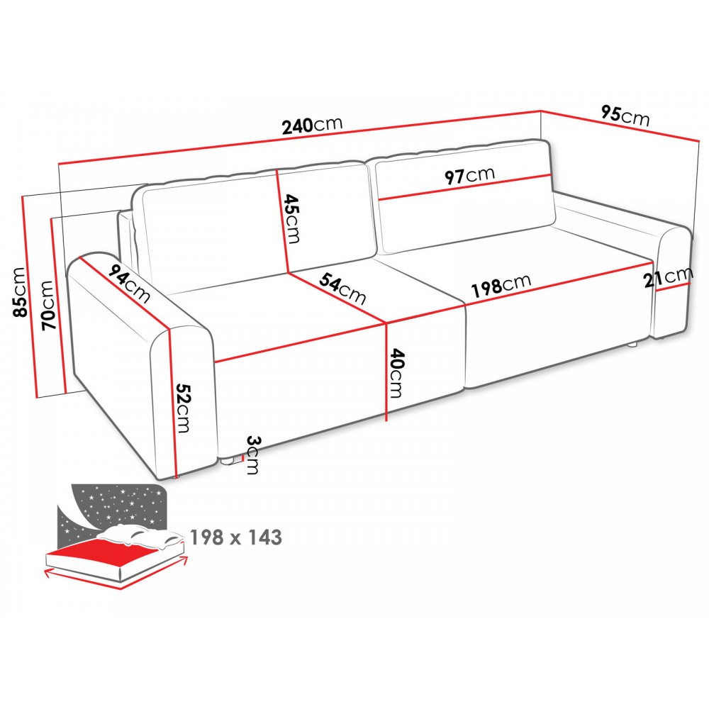 Καναπές Bella διθέσιος-Mple