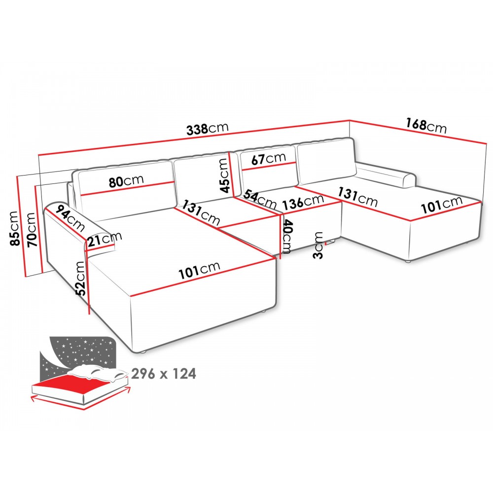 Γωνιακός καναπές Bella XL-Gkri Skouro