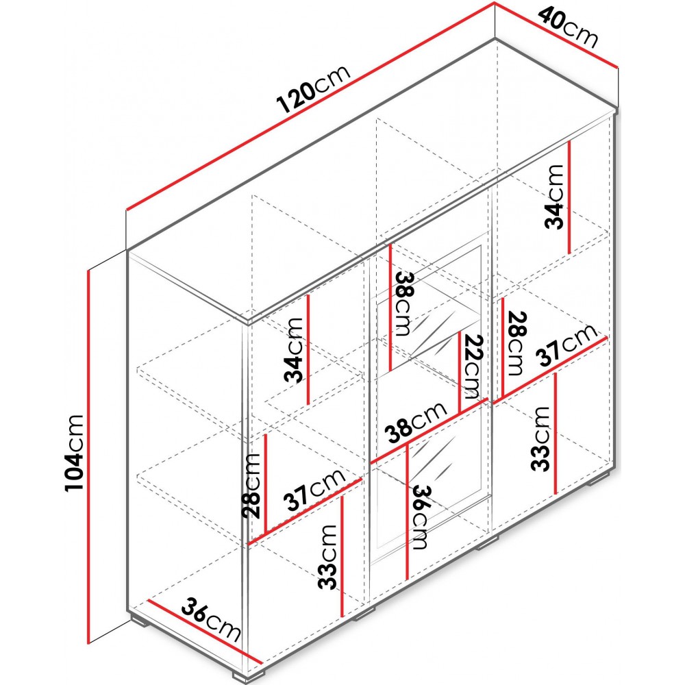 Βιτρίνα Vera mini 120x40x104