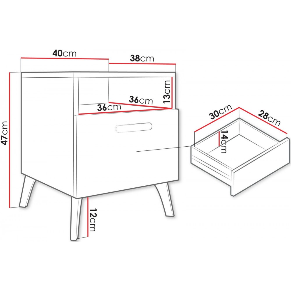 Κομοδίνο Picru 1SZ-Cashmere