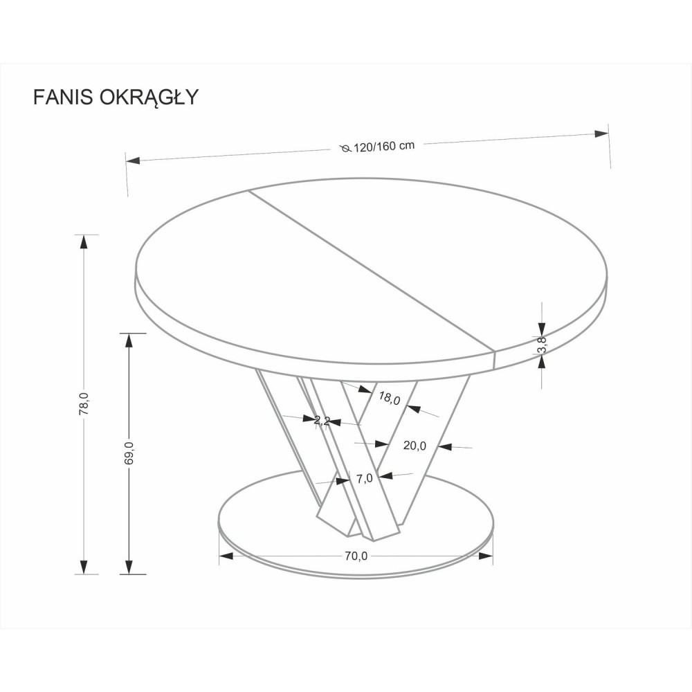 Τραπέζι Fancy επεκτεινόμενο 120x120x78