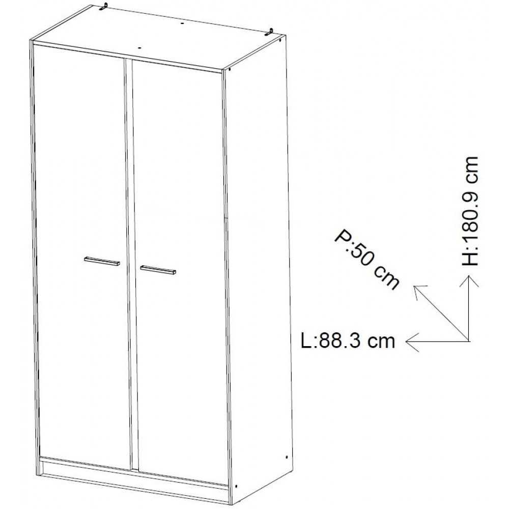 Ντουλάπα Swappie δίφυλλη 88.3x50x180.9