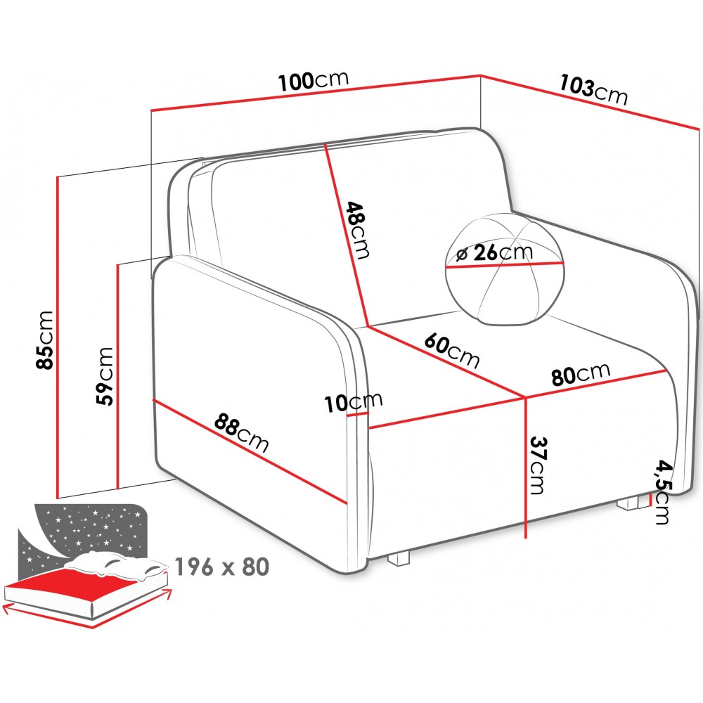 Πολυθρόνα - κρεβάτι Viva Sun I-Leuko
