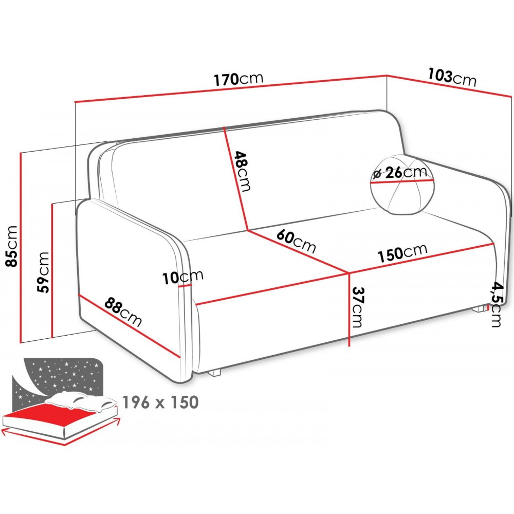 Καναπές - κρεβάτι Viva Sun IV-Leuko