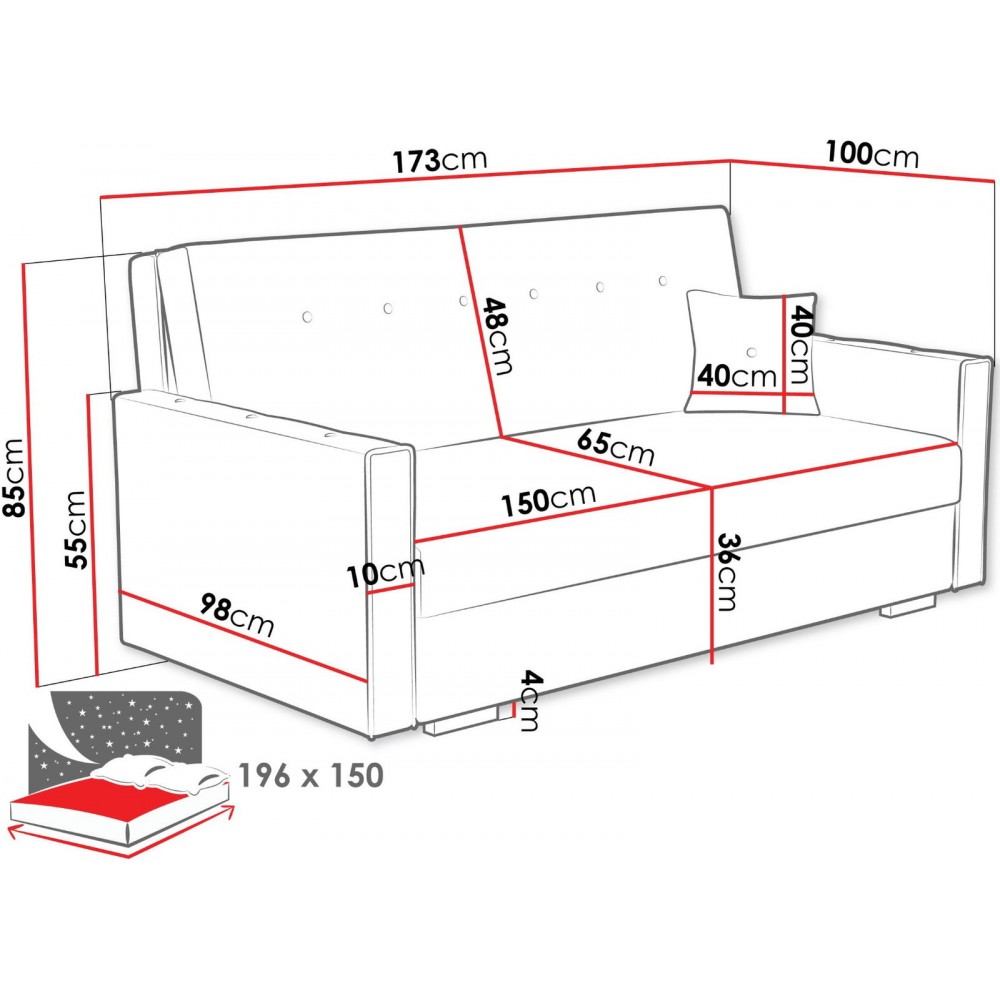 Καναπές - κρεβάτι Viva Sonic IV-Leuko