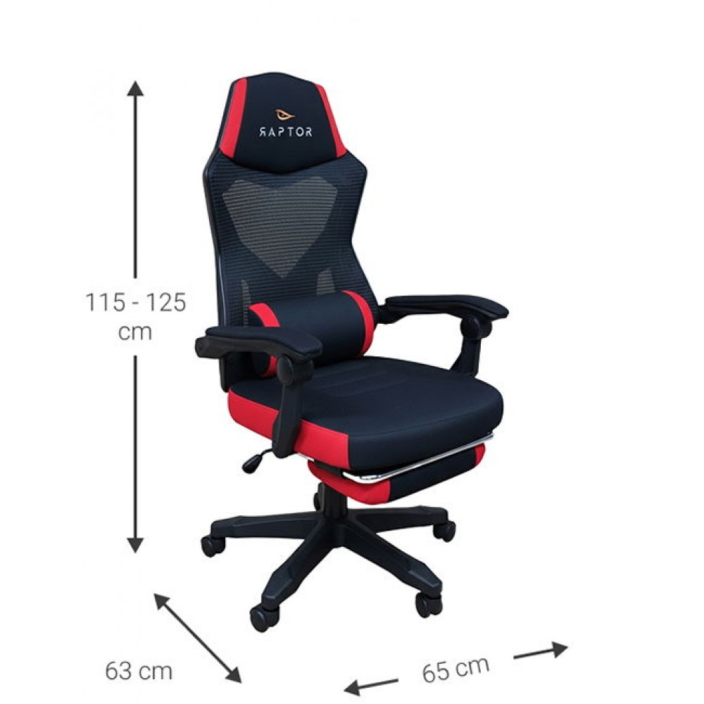Καρέκλα Gaming Raptor Venom-Kokkino