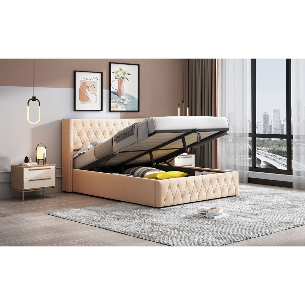 Επενδυμένο κρεβάτι Zenmor-Mpez