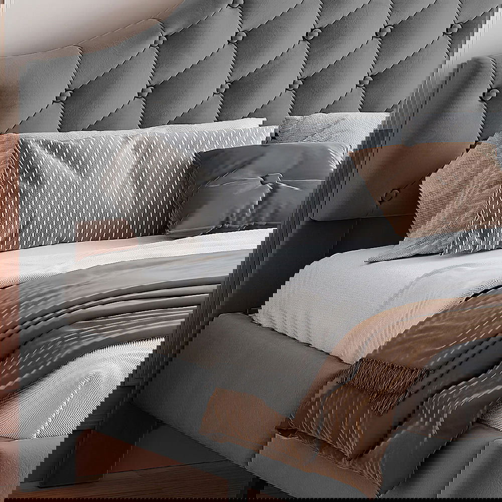 Επενδυμένο κρεβάτι Desora-Gkri