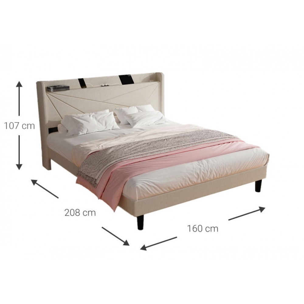 Επενδυμένο κρεβάτι Ambrey-Mpez