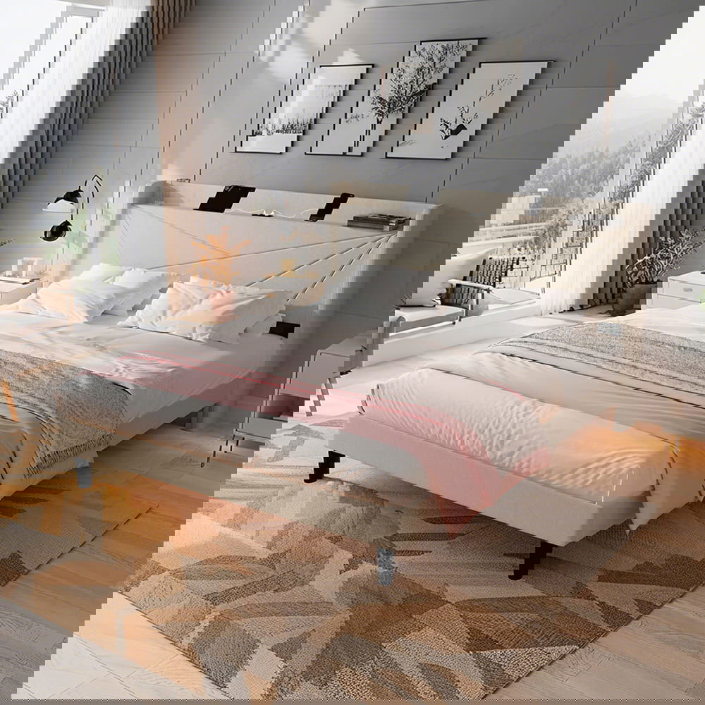 Επενδυμένο κρεβάτι Ambrey-Mpez