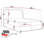 Επενδυμένο κρεβάτι Bonito-Ekrou-140 x 200