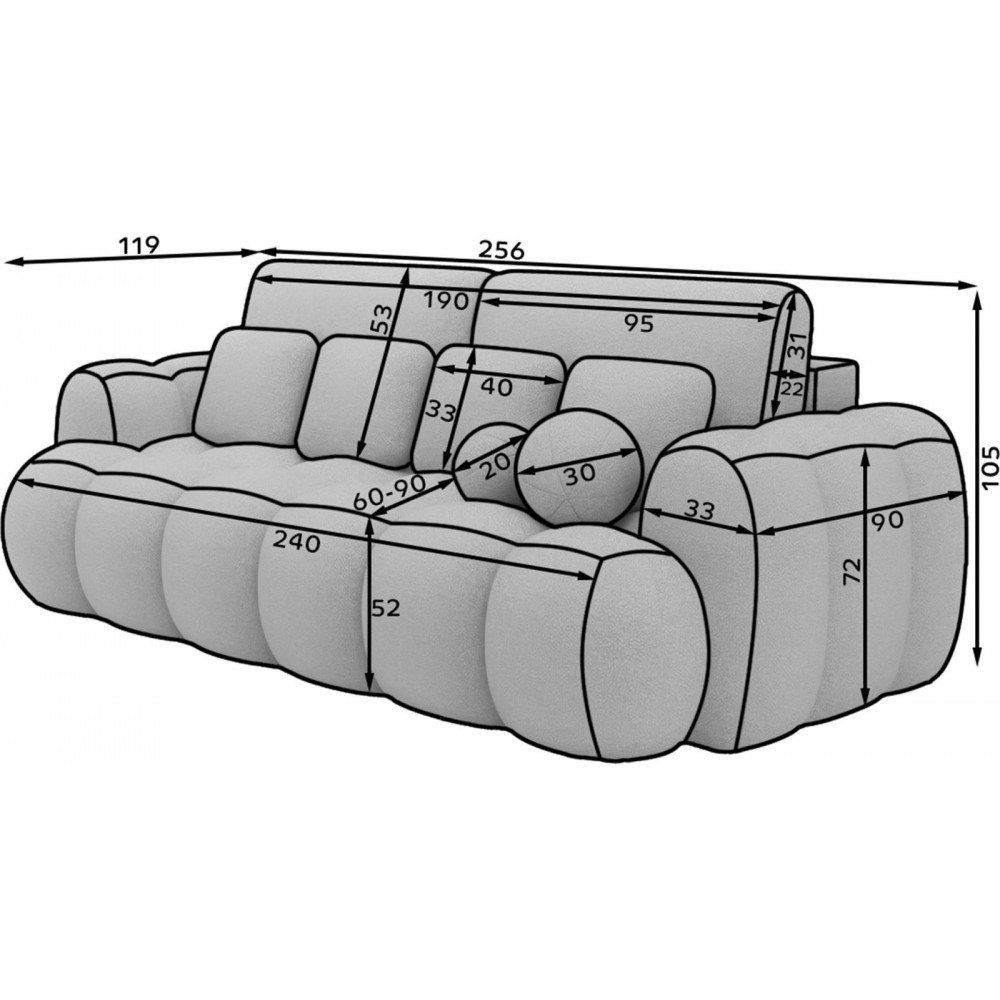 Καναπές - κρεβάτι Conely τριθέσιος-Leuko