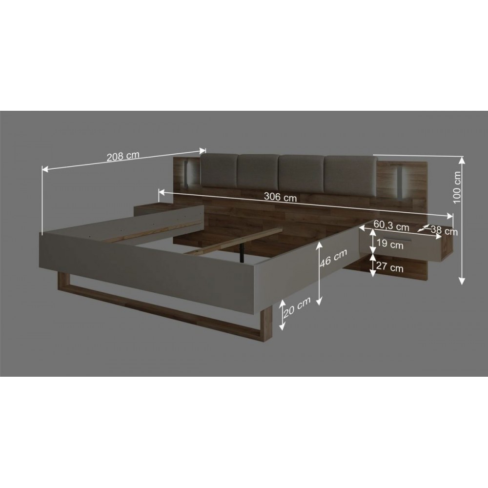 Κρεβάτι Blanco I με κομοδίνα